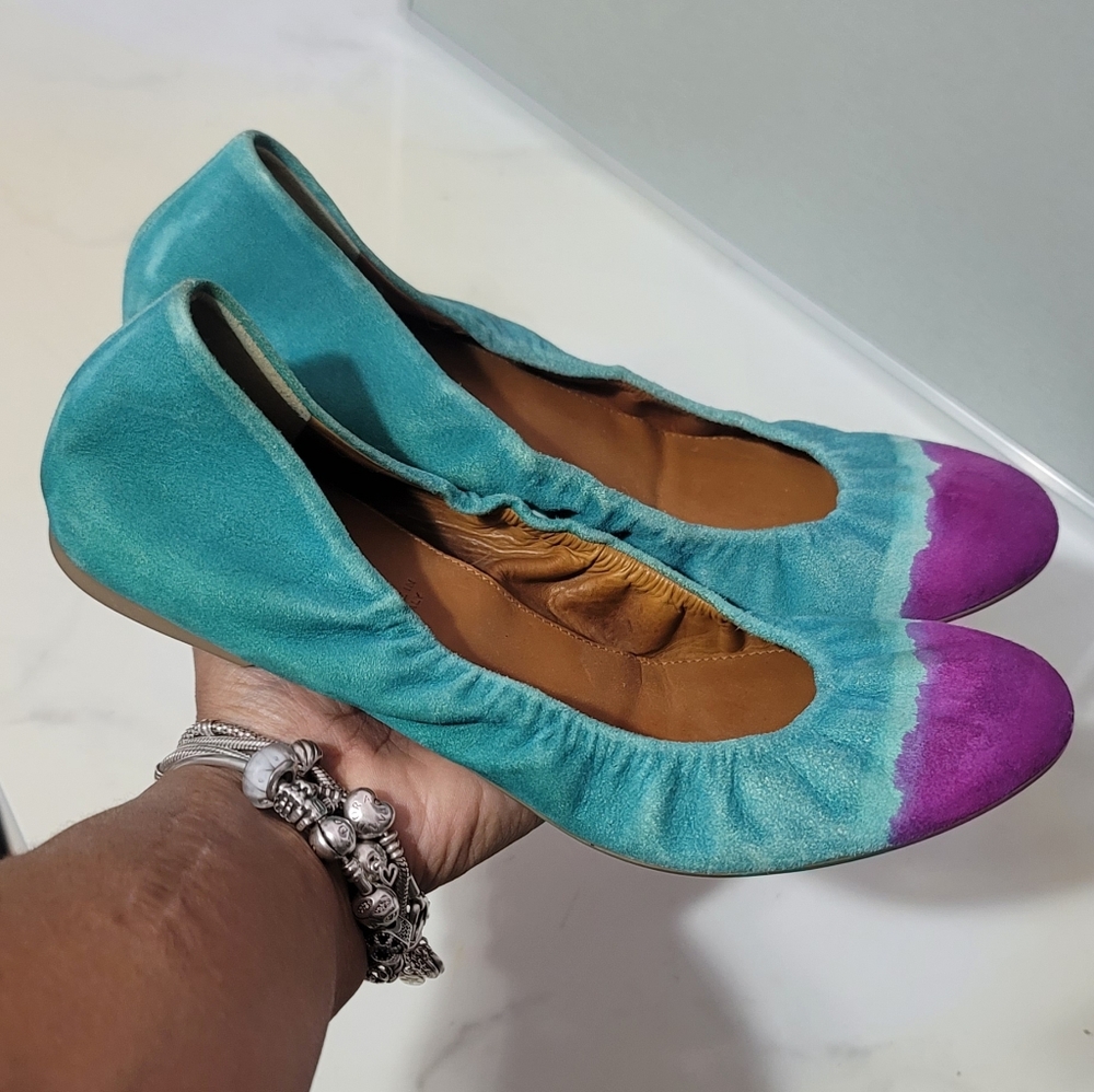 Anthropologie Leifnotes Two Tone Purple Turquoise Flats